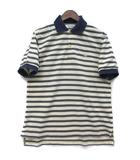 ブルックスブラザーズ BROOKS BROTHERS ゴールデンフリース 鹿の子 ボーダー ポロシャツ 半袖 オフホワイト ネイビー 白 紺 S