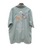 アヴィレックス AVIREX エンブロイダリー スーベニア シャツ ジャパン 半袖 オープンカラー EMBROIDERY SHIRT JAPAN サックス L 783-3123011