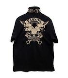 バンソン VANSON クローズ T.F.O.A スカル ピストン 刺繍 ハーフジップ 天竺 ポロシャツ 半袖 ブラック 黒 L