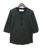 カーリー CURLY ボーダー ヘンリーネック Tシャツ カットソー 七分袖 グリーン 緑 1