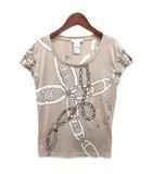 セリーヌ CELINE トリオンフ チェーン柄 プリント Tシャツ カットソー 半袖 ベージュ M