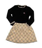 バーバリー ロンドン BURBERRY LONDON セットアップ ハート チェック 長袖 Tシャツ スカート 100 ブラック ベージュ