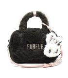 ファーファー furfur ミラー付き エコファー スクエア ボストンバッグ 2WAY うさぎ チャコールグレー RWGB245517