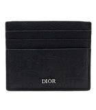 ディオール Dior グラビティ レザー カードホルダー カードケース オブリーク ブラック 黒 2ESCH135FLG H00N 美品 ☆AA★