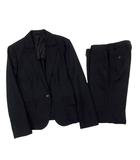 ザ・スーツカンパニー THE SUIT COMPANY ビジネス セットアップ ヘリンボーン シャドーストライプ ジャケット パンツ 黒 ブラック 42