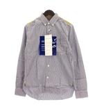 ジュンヤワタナベマン JUNYA WATANABE MAN タグ付き ボタンダウンシャツ 長袖 切替 ギンガムチェック WJ-B004 AD2012 ブルー系 XS