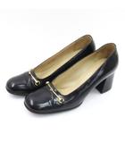 グッチ GUCCI ホースビット パンプス スクエアトゥ レザー ブラック 6.5B 23.5cm ジャンク ■GY99