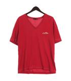 ルイヴィトン LOUIS VUITTON Vネック Tシャツ カットソー 半袖 ロゴパッチ レッド L ☆AA★