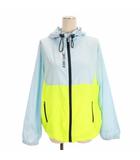 トミーヒルフィガー TOMMY HILFIGER ナイロン パーカー ジップアップ プリント 水色 蛍光イエロー M