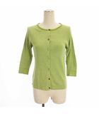 マーガレットハウエル MARGARET HOWELL ニット カーディガン 七分袖 クルーネック リネン コットン 緑 グリーン 2