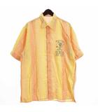 シャツ 半袖 ストライプ マービンザマーシャン 刺繍 オレンジ 4 ■GY99