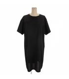 チャンピオン CHAMPION ワンピース カットソー ひざ丈 五分袖 ロゴ刺繍 プルオーバー ブラック L