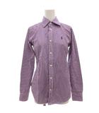 ラルフローレン RALPH LAUREN ストライプシャツ 長袖 ポニー刺繍 ワンポイント 2 紫 パープル 白 ホワイト /GV