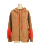 イェッカヴェッカ YECCA VECCA Edit 22AW 配色素材切替ZIP フーディー パーカー キャメル 251202E