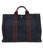 エルメス HERMES フールトゥMM キャンバス トートバッグ ハンド ネイビー