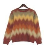 ゴールデンベア GOLDEN BEAR 総柄 クルーネック ニット セーター オレンジ系 L ■FF
