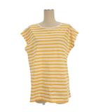 ボーダー カットソー フレンチスリーブ イエロー ホワイト M 251226E ■FF