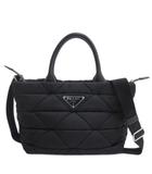 プラダ PRADA ロゴプレート 三角ロゴ スモール パテッド キルティング ショルダーバッグ ハンド 2WAY ブラック ☆AA★