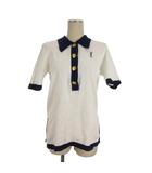 イヴサンローラン YVES SAINT LAURENT ロゴ ポロシャツ コットン 半袖 M ホワイト ■FF