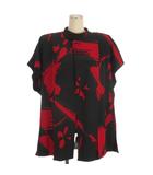  四季 ちりめん アンサンブル カットソー ジャケット ブラック レッド ■FF