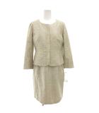 クードシャンス CdeC COUP DE CHANCE アンサンブル フォーマル ノーカラージャケット ノースリーブワンピース ひざ丈 ラメ 38 ベージュ /GV ■FF