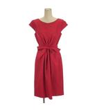 ストロベリーフィールズ STRAWBERRY-FIELDS フロントリボン ワンピース ひざ丈 ノースリーブ ピンク ■FF