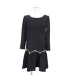 チェスティ Chesty ビジュー ワンピース ひざ丈 長袖 0 ブラック ■TC