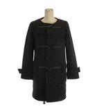 ヒステリックグラマー HYSTERIC GLAMOUR レオパード柄 ノーカラー ダッフルコート ブラック F ■TC