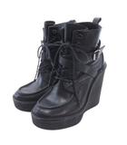 ピエールアルディ PIERRE HARDY ウェッジソール レースアップ ショートブーツ 38 ブラック ■TC