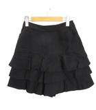 エムズグレイシー M'S GRACY フリル ショートパンツ キュロット ウール 36 ブラック ■TC