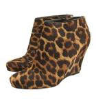クリスチャンルブタン Christian louboutin ハラコ レオパード柄 ショートブーツ インヒール 35 ベージュ系 260205E ■TC