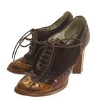 ドルチェ&ガッバーナ ドルガバ DOLCE&GABBANA ブーティ ハラコ パイソンレザー ウイングチップ 35.5 ボルドー 260205E 靴 ■TC