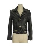 トーガ プルラ TOGA PULLA スタッズ ライダースジャケット メタルプレート装飾 ラムレザー ブラック 36