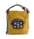 トーガ プルラ TOGA PULLA レザー ショルダーバッグ ハンド スタッズ コンチョ ポーチ付き イエロー
