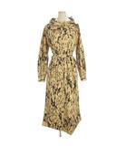 トーガ プルラ TOGA PULLA 総柄 タフタワンピース シャツ 長袖 フーディ ベージュ 36