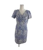ダイアグラム Diagram カシュクール 刺繍 花柄 ワンピース 半袖 ひざ丈 36 ブルー ■TC