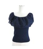 スナイデル SNIDEL カットフリル オフショル リブニット ノースリーブ レース F ネイビー ■TC