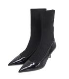 ザラ ZARA ソックス ブーツ ヒール ブラック 38 24.5cm ■FF