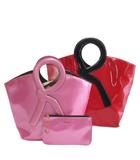 ロベルタディカメリーノ Roberta di Camerino ロゴ トートバッグ ハンド 2点セット レッド ピンク ■GY99