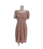 レイビームス Ray Beams ワンピース ひざ丈 半袖 ウエストリボン ピンクベージュ ■GY99