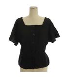 タグ付き リネンシャツ 半袖 ブラック F ■FF