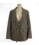 ユニクロ UNIQLO 千鳥格子柄 テーラードジャケット ダブル グレー系 L ■FF