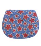 ユナイテッドアローズ UNITED ARROWS 星柄 ビーズデザイン ポーチ バッグ ブルー系 ■FF