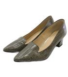  neue diffusion パンプス クロコ型押し グレー 24