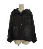 イェッカヴェッカ YECCA VECCA Edit デニムMIX フリンジ フーディ ジャケット 切替 インディゴ ブラック F