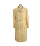 シャネル CHANEL セットアップ ロゴ ボタン ツイード ジャケット タイト スカート ひざ丈 98A アイボリー 42 ☆AA★