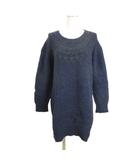 メルシーボークー mercibeaucoup ウール プリント ニット チュニック 長袖 1 ネイビー ■GY12