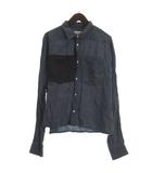 エルメス HERMES リネン シャツ 長袖 セリエボタン フランス製 ネイビー 44