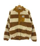 ハーフスナップ ボア プルオーバー ボーダー M ブラウン ■GY12