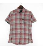 ジースターロウ G-Star RAW チェック シャツ 半袖 レッド系 L ■GY12